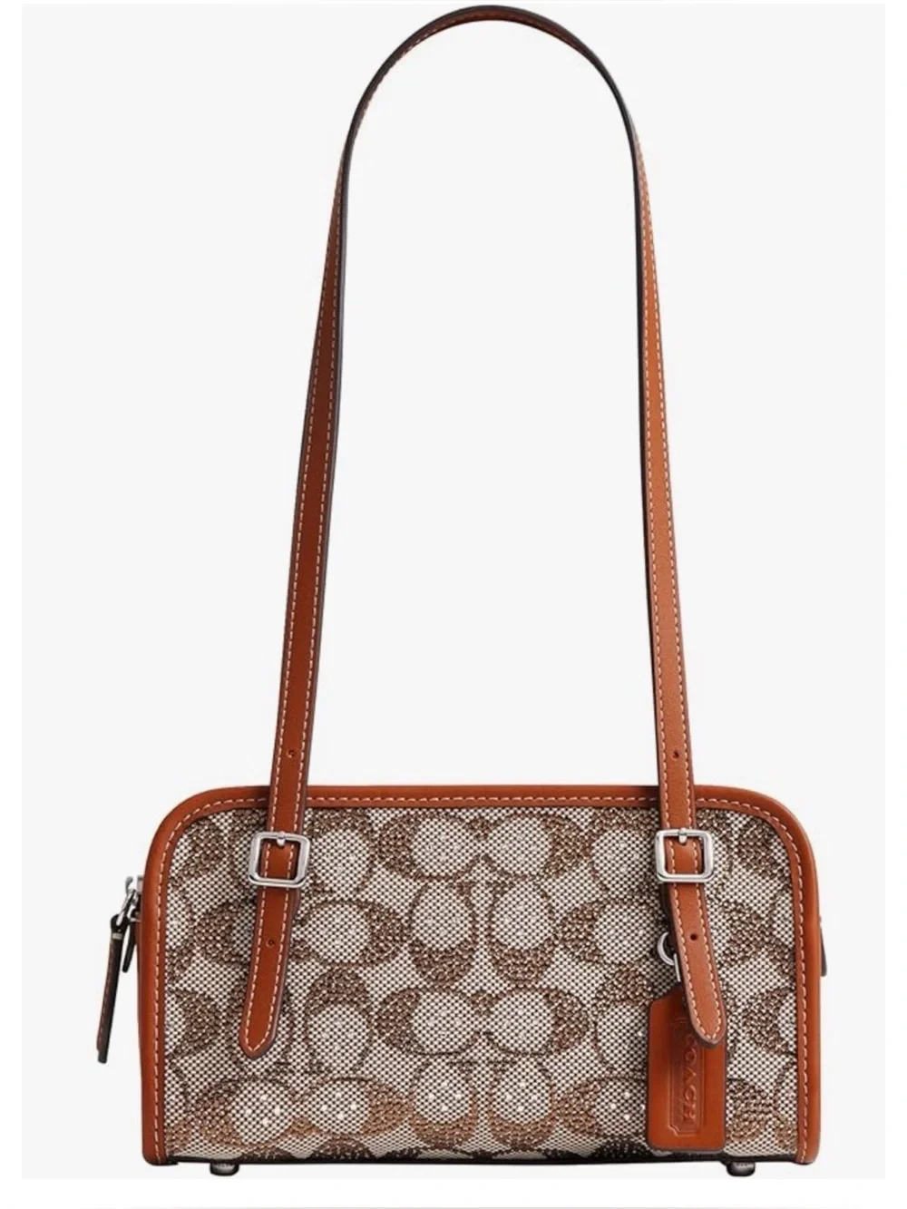 COACH Swing Zip Bag 20 In Crystal Signature Jacquard, BURNISHED AMBER
